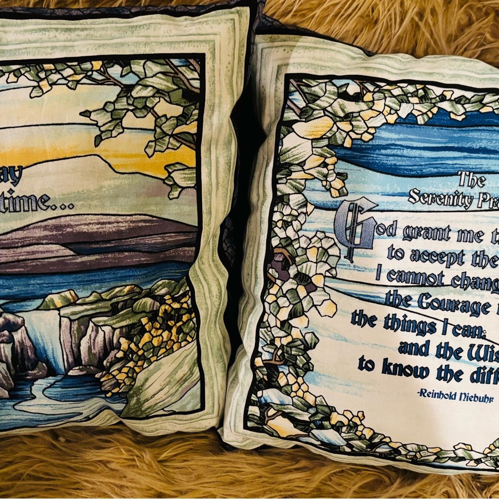 The Serenity Prayer Pillow Set Handmade 16”x16”” Handmade Rare Find